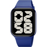 findtime Rechteckige Uhren Armbanduhr Blau mit Große Zahlen Digital für Männer Damen Senioren Jungen, 5ATM Wasserdicht Blue Herrenuhr LED Unisex Minimalistisch Design