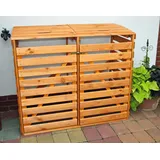 Promadino Mülltonnenbox, für 2x120 l aus Holz, BxTxH: 130x63x111 cm braun