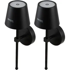 ideoon lights Elegante LED Wandleuchte (120 lm) 2er-Set Schwarz