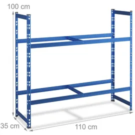 Relaxdays Reifenregal Stahl 100 x 110 x 35 cm blau