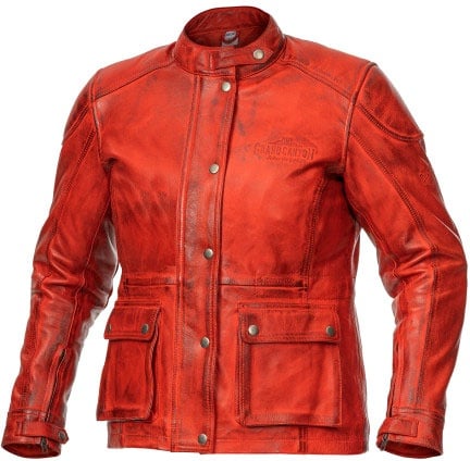 GC Bikewear Verona, veste en cuir pour femmes - Rouge - XXL