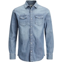 JACK & JONES Jeanshemd Heridan in grauer Used-Waschung-S