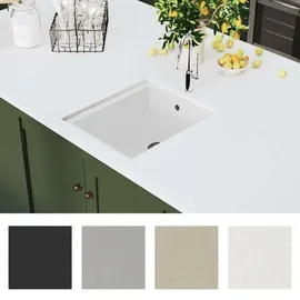 vidaXL Küchenspüle mit Überlauf Weiß Granit