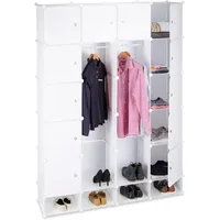 Relaxdays Kleiderschrank, weiß, transparent 145,0 x 36,5 x 198,0
