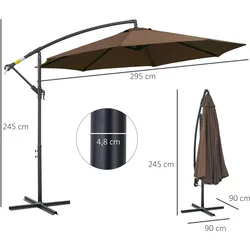 Outsunny - Sonnenschirm - Ø3 x 2,5H m - kaffee