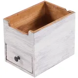 DESIGN DELIGHTS Organizer, File | mit Schublade, | Aufbewahrungskiste - Weiß, Holz, 19x20x26 cm, Arbeitszimmer, Schreibtische