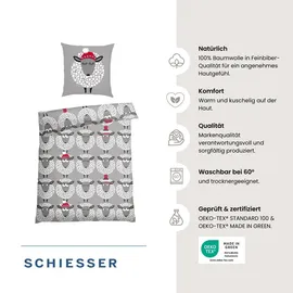 SCHIESSER Sippa Feinbiber Grau 135 x 200 cm + 80 x 80 cm