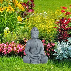 Relaxdays Buddha Figur 70 cm, grau