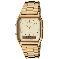 Chronograph CASIO VINTAGE, gold (goldfarben, creme), Armbanduhren, Damen, Quarzuhr, Armbanduhr, Damenuhr, Herrenuhr, Edelstahlarmband,Digitaluhr
