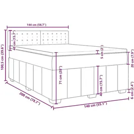 vidaXL Boxspringbett mit Matratze Hellgrau 140x200 cm Stoff
