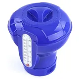 Dosierschwimmer für 200 g Chlortabletten – großer Chlordosierer mit integriertem Thermometer – Verstellbarer Dosierring, 1,2 kg Fassungsvermögen, Ø 180 mm – für Pool, Whirlpool & Gartenpool