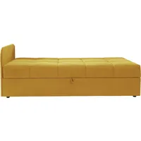 Schlafsofa ALINA "Marla" Sofas Gr. B/H/T: 205cm x 73cm x 91cm, Chenille EQE, Armlehne links, gelb (rapsgelb eqe 25) inkl. Stauraum, Armlehne wahlweise links ode rechts