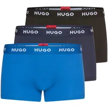 Hugo Herren Boxershorts, 3er Pack - Trunk TRIPLET Cotton Stretch, Logo Schwarz/Blau XL