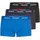 Hugo Herren Boxershorts, 3er Pack - Trunk TRIPLET Cotton Stretch, Logo Schwarz/Blau XL