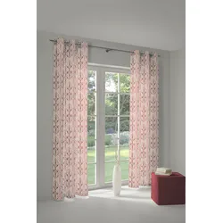 Vorhang ADAM "Wave", bunt (rot, natur, rosa), B:145cm H:245cm, Jacquard, Baumwolle (Bio-Baumwolle), Leinen, Gardinen, nachhaltig aus Bio-Baumwolle