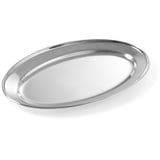 HENDI Serviertablett, Oval, Catering, Sandwichplatte, Tablett Edelstahl, 245x170x(H) 20mm, Edelstahl