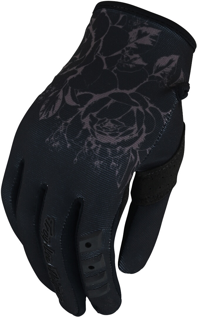 Troy Lee Designs GP Floral Dames Motorcross Handschoenen, zwart-donkerrood, M Voorvrouw