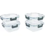 Testrut Frischhaltedose Glas grau 0,8 l 4-teiliges Set