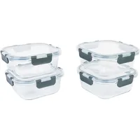 Testrut Frischhaltedose Glas grau 0,8 l 4-teiliges Set