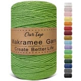 OurTop Premium Makramee Garn Grün, 3mm x 300m Macrame Cord Makramee Schnur Makramee Kordel, Garn für DIY Handwerk, Weben Dekoration, Hängepflanze Pflanze Aufhänger