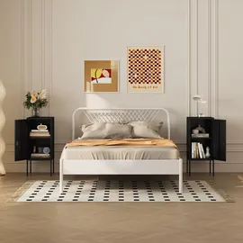 [en.casa] Nachtschrank Hausjärvi 35 x 35 x 82 cm Schwarz