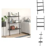 Leiterregal mit 3 Böden Schwarz 64x34x116 cm - Bücherregal - Wandregal - Aufbewahrung - Dekoration - Schwarz