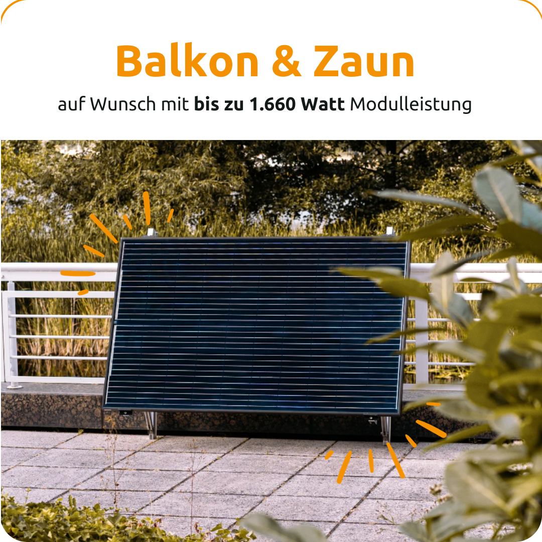 Balkon & Zaun - XL Balkon & Zaun (1.245 Wp) / ohne Kabel (+0€)