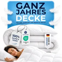 Home Oase Daunendecke 135x200 cm Ganzjahresdecke – 90% Daunen & Federn, Wolkenweich & Flüsterleise – Made in Germany, Oeko-TEX, Allergikergeeignet, Atmungsaktiv, Waschbar bis 40°C