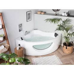 Whirlpool Badewanne weiß Eckmodell mit LED 190 x 140 cm TOCOA