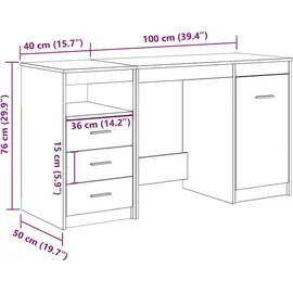 vidaXL Schreibtisch mit Schrank Artisan Oak Engineered Wood