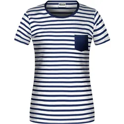 Damen Maritim T-Shirt - Farbe blau, weiß - Größe L