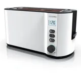 Arendo Toaster, 2 lange Schlitze, für 4 Scheiben, 1500 W, Langschlitz, Brötchenaufsatz, Wärmeisolierendes Gehäuse, Display, weiß - Weiß