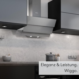 Wiggo B643 Dunstabzugshaube 60cm kopffrei I Abluft Umluft Dunstabzug 615m3/h - Touch-Display 4 Stufen I Energieeffizienzklasse B Schräghaube inkl...