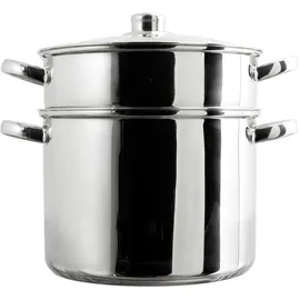 COOK CONCEPT COOK CONCEPT, KC0006, Metal Couscous Maker with Glass lid, 8L Capacity, Compatible with All Heat Sources, optimal Cooking, Functional Design, Perfect for a Variety of Dishes, Silver 8L Silver