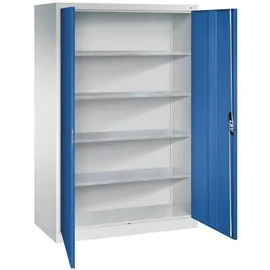 C+P Werkzeugschrank Metall 120,0 x 60,0 x 195,0 cm grau/blau 4 Fachböden abschließbar
