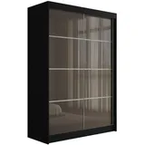 altdecor Schiebetürenschrank PEKA 120 x 215 x 61 cm Schwarz/Grau