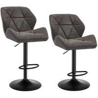 Woltu Barhocker 2er Set, Barstuhl höhenverstellbar, drehbar, Kunstleder Stahl, Grau - Grau