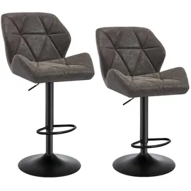 Woltu Barhocker 2er Set, Barstuhl höhenverstellbar, drehbar, Kunstleder Stahl, Grau - Grau