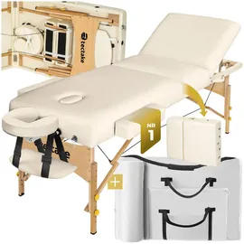 Tectake tectake® 3 Zonen Massageliege Breite 70 cm, Polsterung 10 cm, mit 10cm und Holzgestellbeige