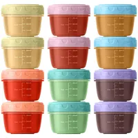 FARYODI Gefrierdosen mit Deckel 12er Set 80ml, Auslaufsicher Luftdicht, Stapelbare Vorratsdosen Kunststoff, Mini Behälter für Snacks Saucen Gewürze