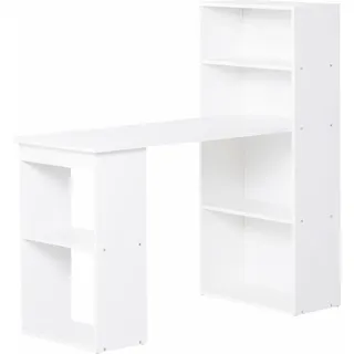 Homcom Schreibtisch Küchentisch mit Regal Computertisch Arbeitstisch Laptoptisch Büroregal Weiß 120 x 55 x 120 cm - Weiß
