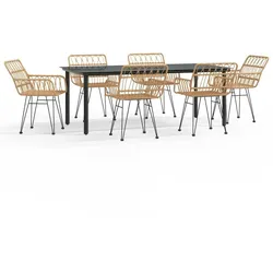 vidaXL 7-tlg. Garten-Essgruppe Poly Rattan