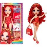 Rainbow High Swim & Style - Ruby (Rot) - 28 cm Große Puppe mit Schimmerndem Pareo, auf 10+ Arten zu tragen - Ausziehbarer Badeanzug, Sandalen, Spielzubehör - Spielzeug - Ideal für 4 bis 12 Jahre