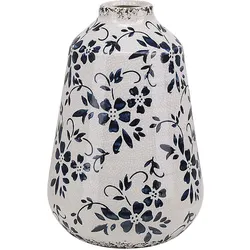 Blumenvase Urne MARONEIA handgefertigt Steinzeug 20 cm Weiß