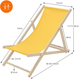 ECD Germany 5er Set Liegestuhl Klappbar 117 x 52 x 83 cm Gelb