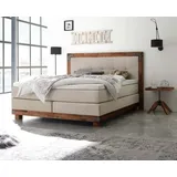 Hasena Chicago Boxspringbett 140-180 cm braun) / beige Liegefläche:160 x 200 cm, Topper:Base-Topper