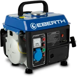 EBERTH 750W Notstromaggregat, 2 PS Benzinmotor, 2-Takt, 230V & 12V, Seilzugstart, Voltmeter, Tankanzeige, 15 kg