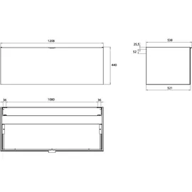 EMCO Waschtischunterschrank 120,8 x 44 x 52,2 cm Schwarz