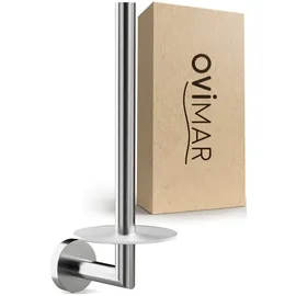 ovimar Toilettenpapier-Ersatzrollenhalter Skodsbol zum Bohren für 2 Rollen, aus Edelstahl | Glas, Silber