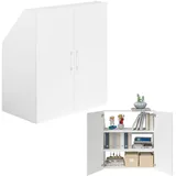 bellamio Dachschrägenregal mit Türen Aland Wandregal, Bücherregal, Regal mit 2 Türen für Dachschrägen mit 3 Abstellflächen in weiß, 100 x 90 x 52 cm